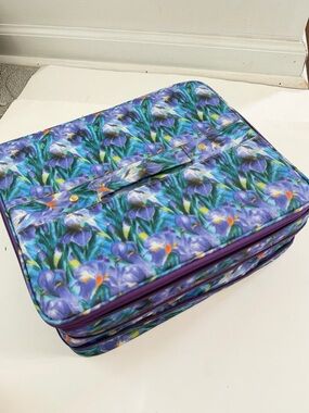 JOY MANGANO Purple Iris Jewelry Travel Organizer Zippered Carry